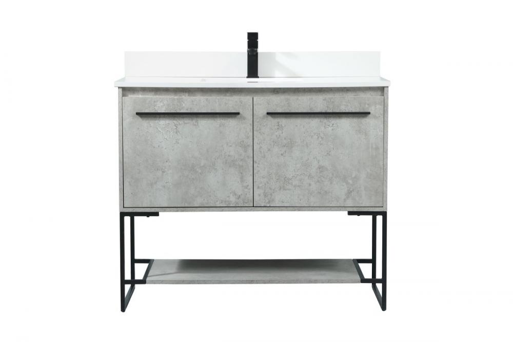 40 Inch Single Bathroom Vanity in Concrete Grey with Backsplash