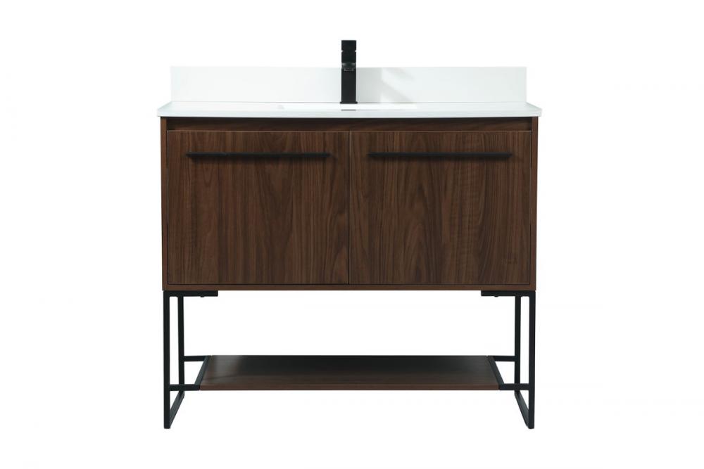 40 Inch Single Bathroom Vanity in Walnut with Backsplash