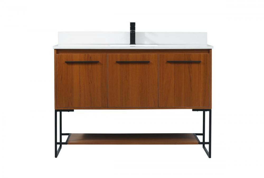 48 Inch Single Bathroom Vanity in Teak with Backsplash