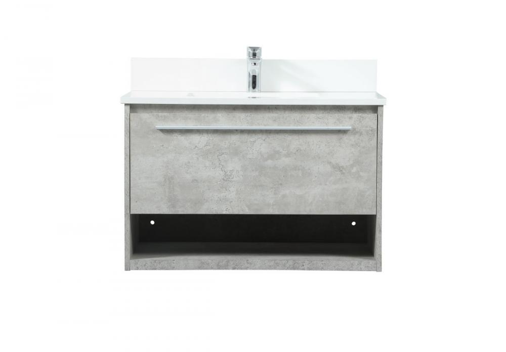 30 Inch Single Bathroom Vanity in Concrete Grey with Backsplash