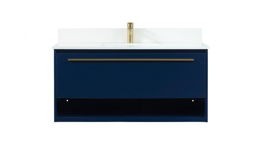 40 Inch Single Bathroom Vanity in Blue with Backsplash