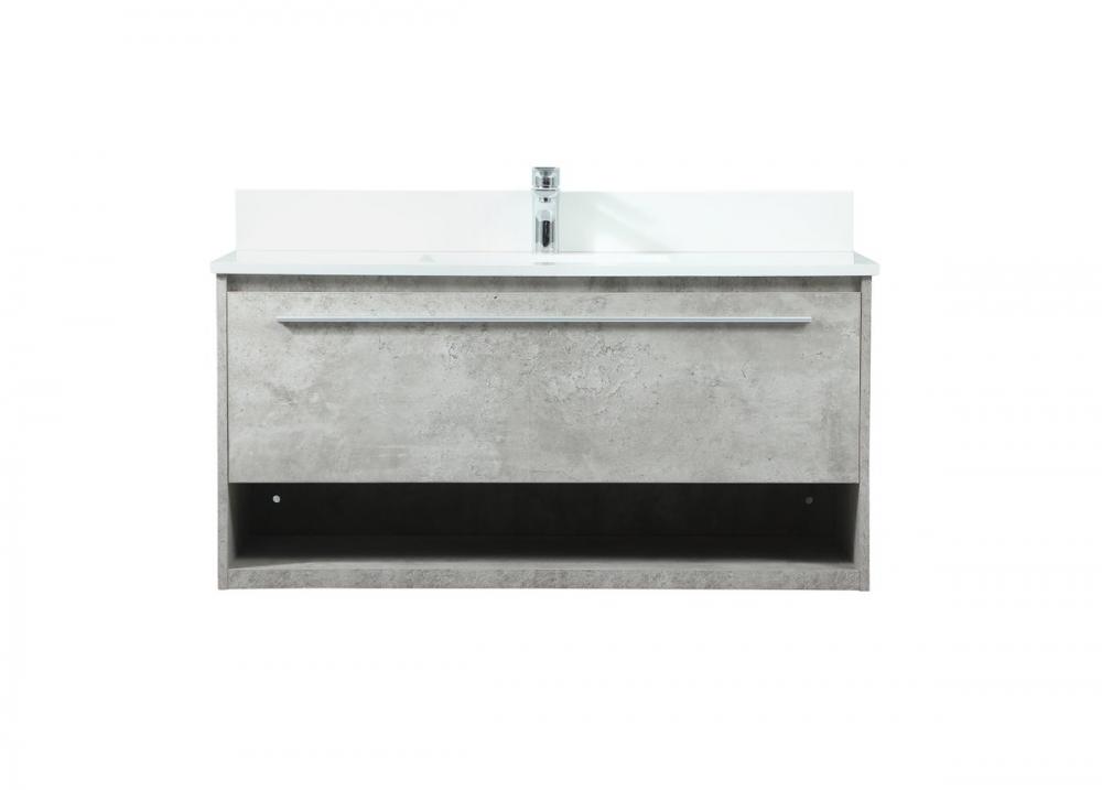 40 Inch Single Bathroom Vanity in Concrete Grey with Backsplash
