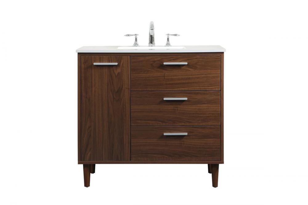 36 Inch Bathroom Vanity in Walnut