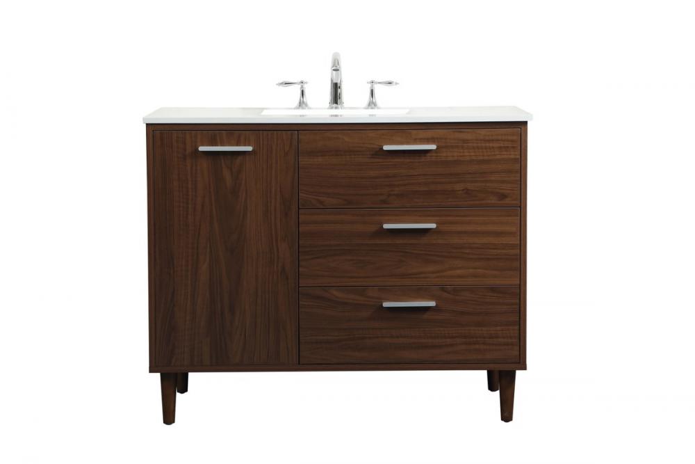 42 Inch Bathroom Vanity in Walnut