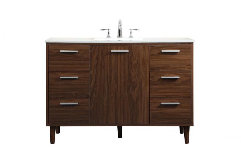 48 Inch Bathroom Vanity in Walnut