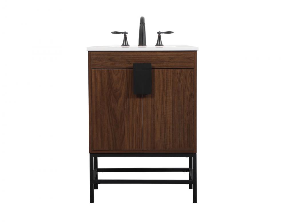 24 inch Single bathroom vanity in walnut