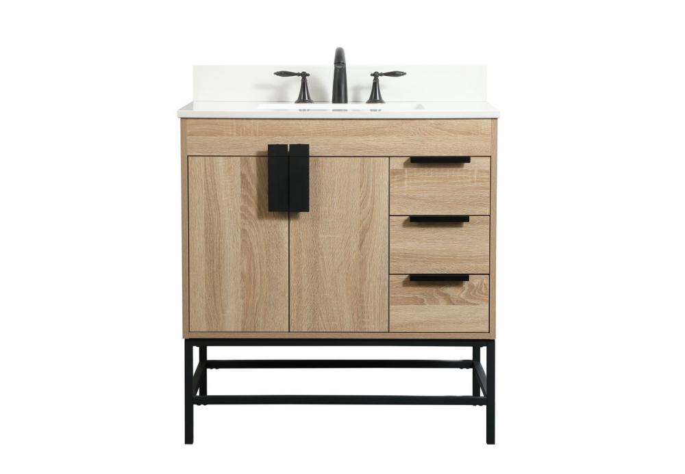 32 Inch Single Bathroom Vanity in Mango Wood with Backsplash