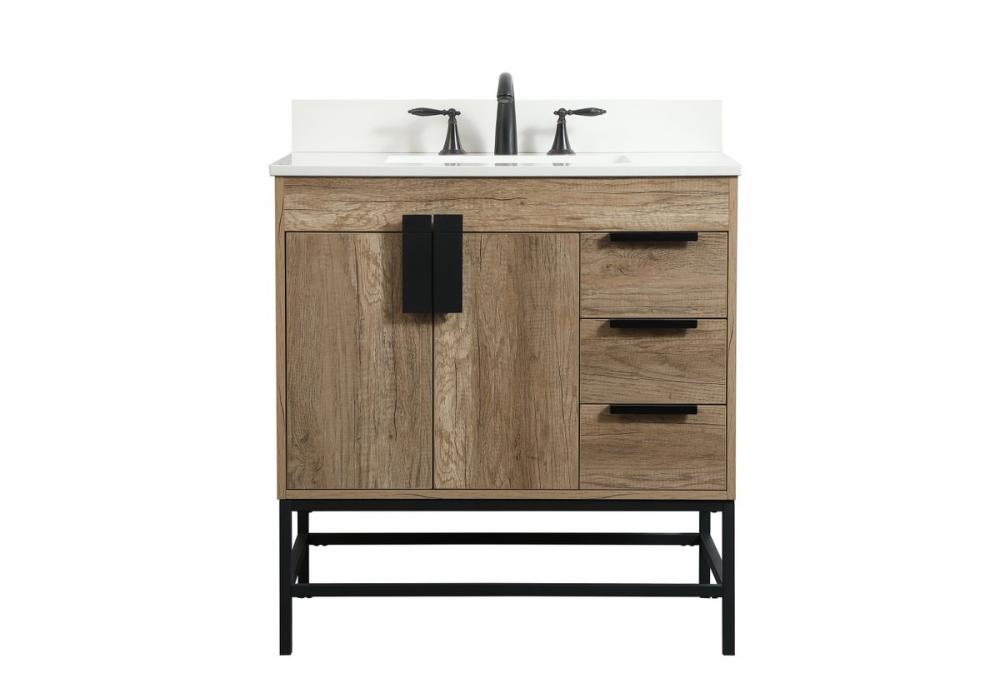 32 Inch Single Bathroom Vanity in Natural Oak with Backsplash