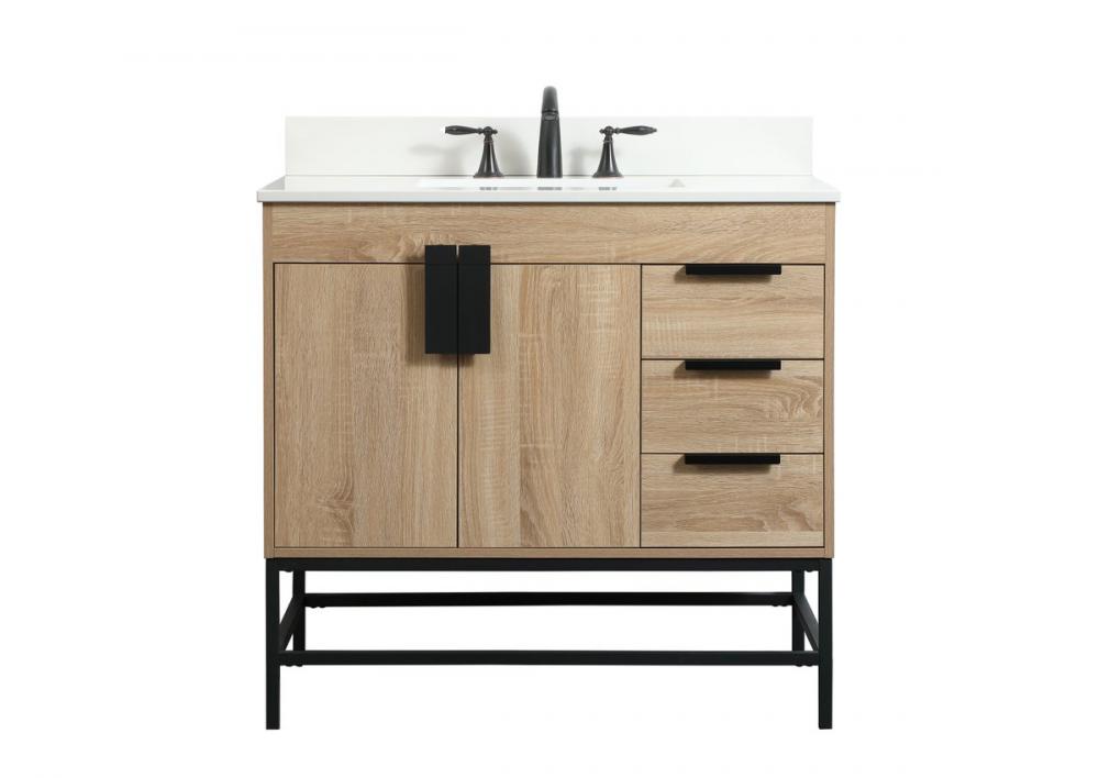 36 Inch Single Bathroom Vanity in Mango Wood with Backsplash