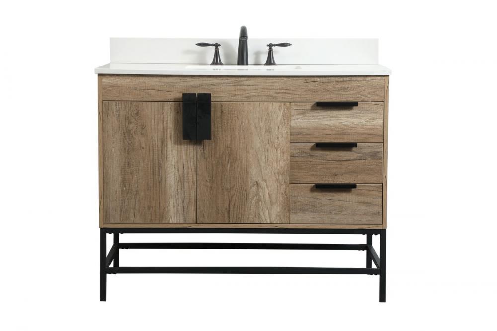 42 Inch Single Bathroom Vanity in Natural Oak with Backsplash