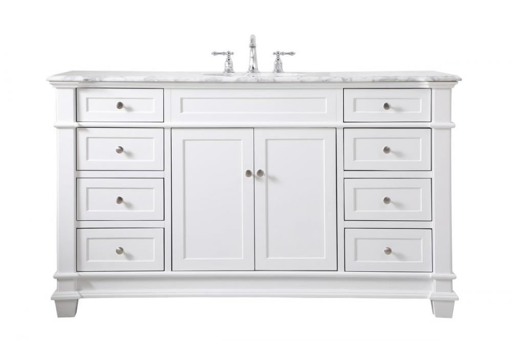 60 Inch Single Bathroom Vanity Set in White