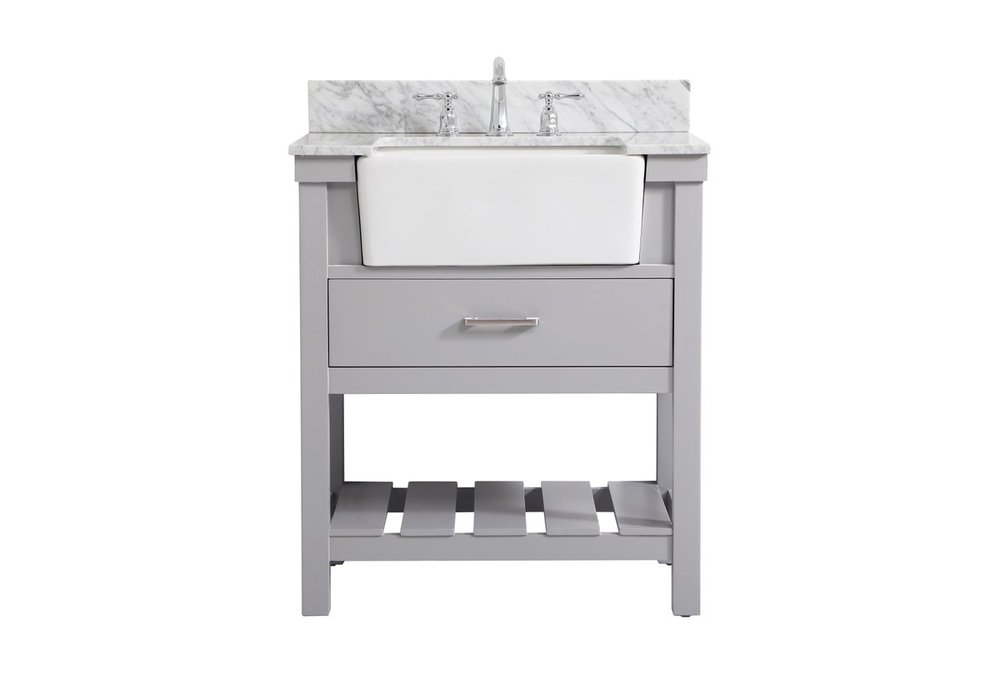 30 Inch Single Bathroom Vanity in Grey with Backsplash