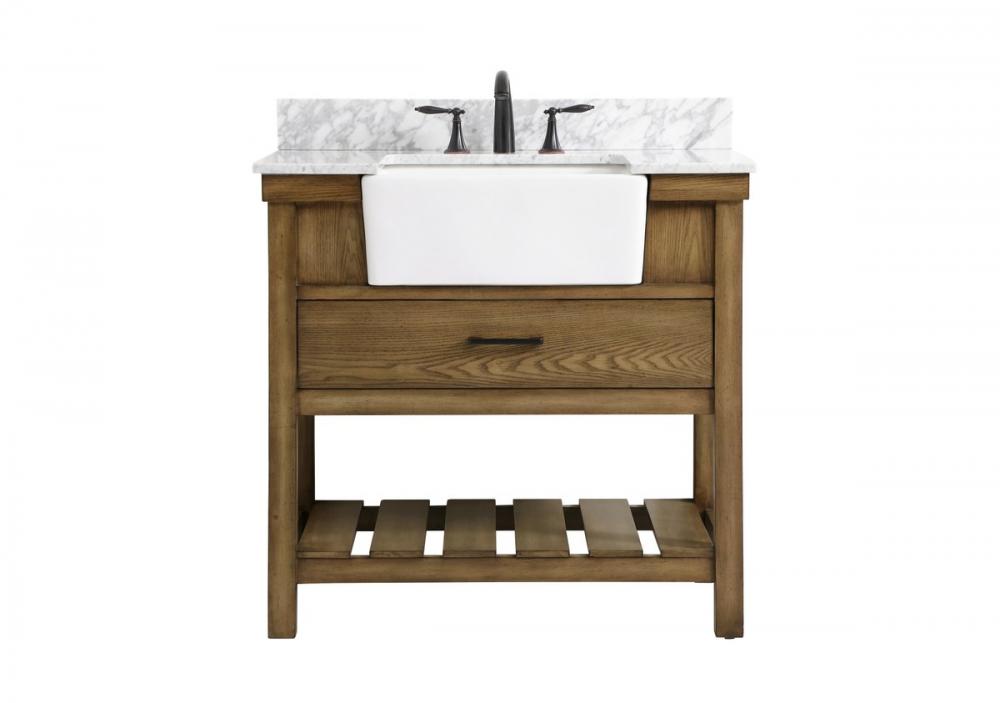 36 inch Single bathroom vanity in green with backsplash