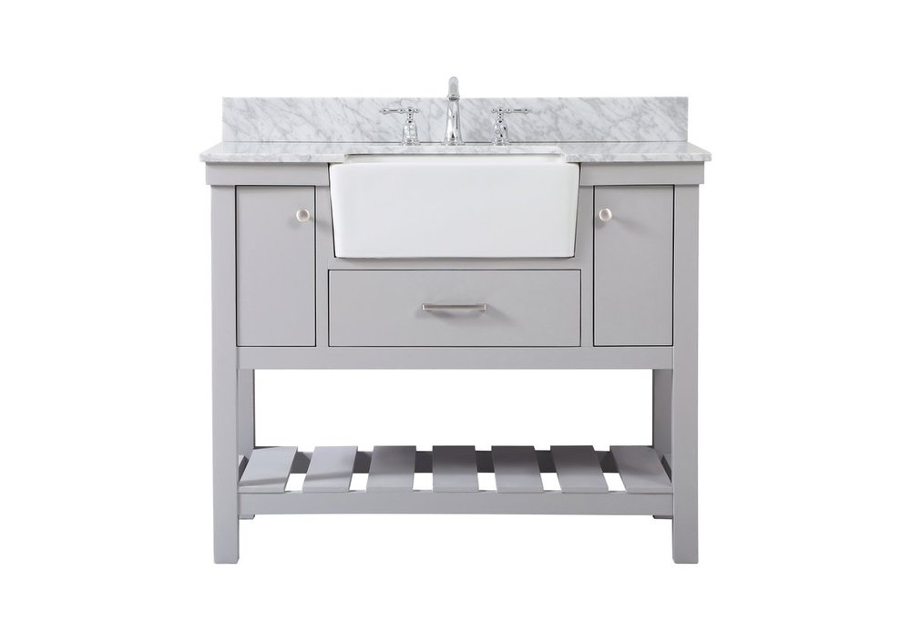 42 Inch Single Bathroom Vanity in Grey with Backsplash