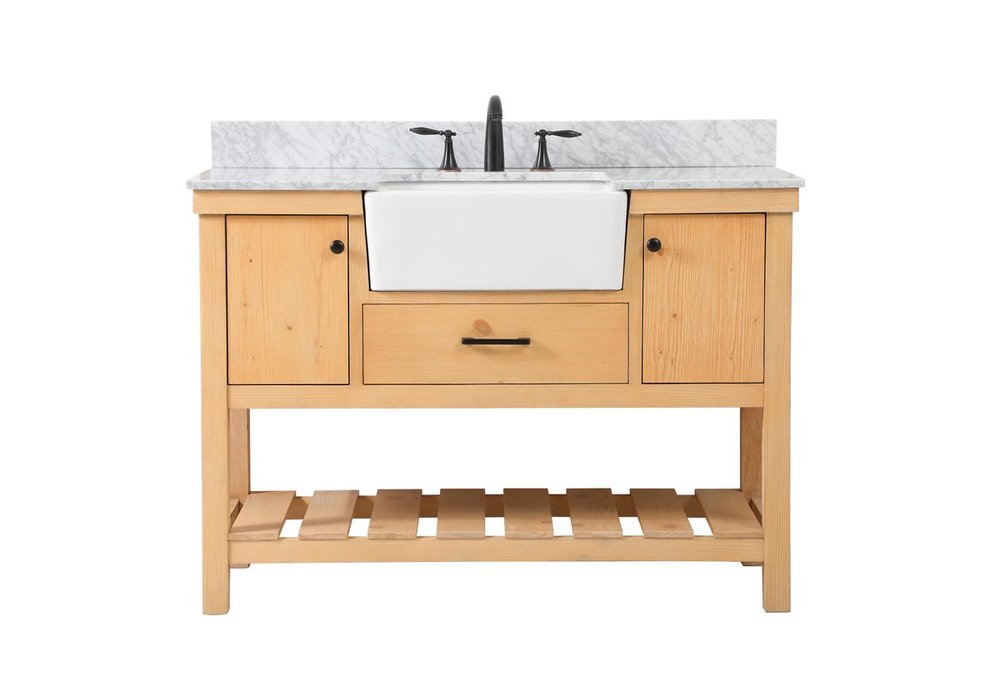 48 Inch Single Bathroom Vanity in Natural Wood with Backsplash