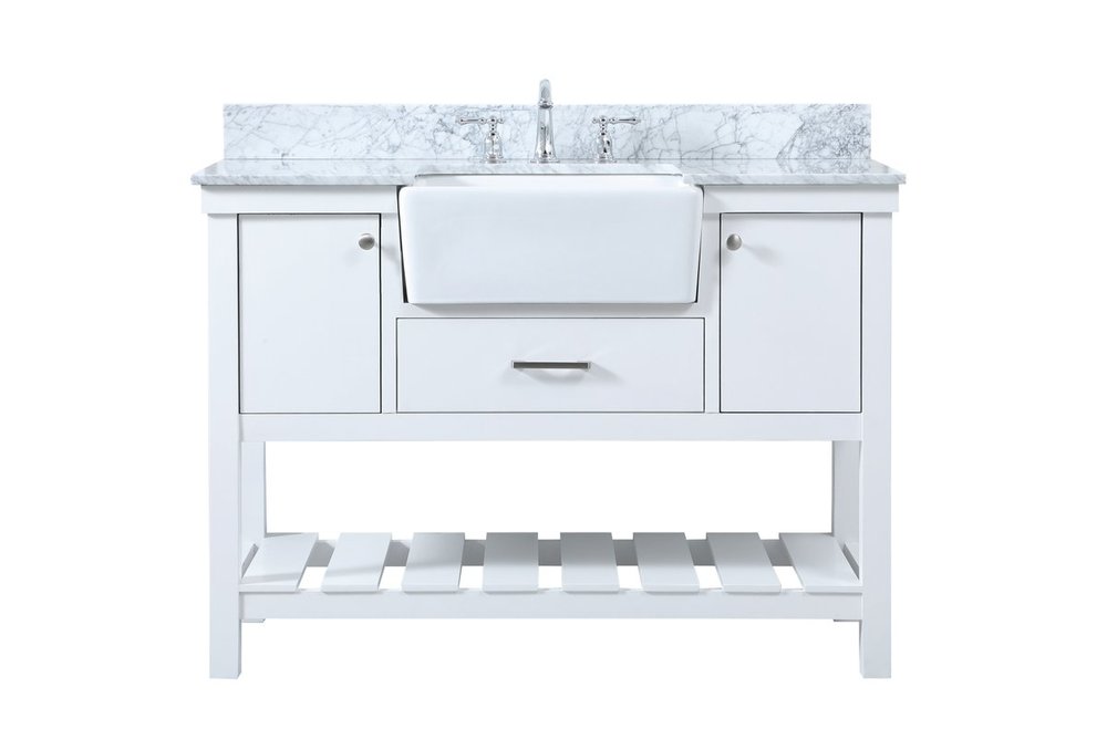 48 Inch Single Bathroom Vanity in White with Backsplash