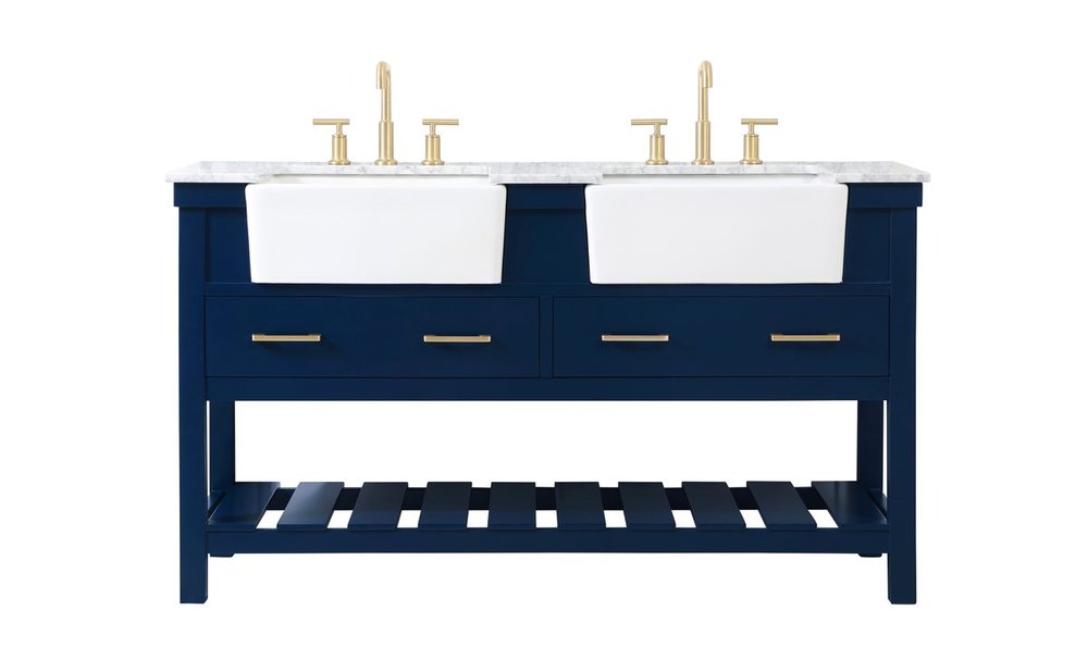 60 Inch Double Bathroom Vanity in Blue