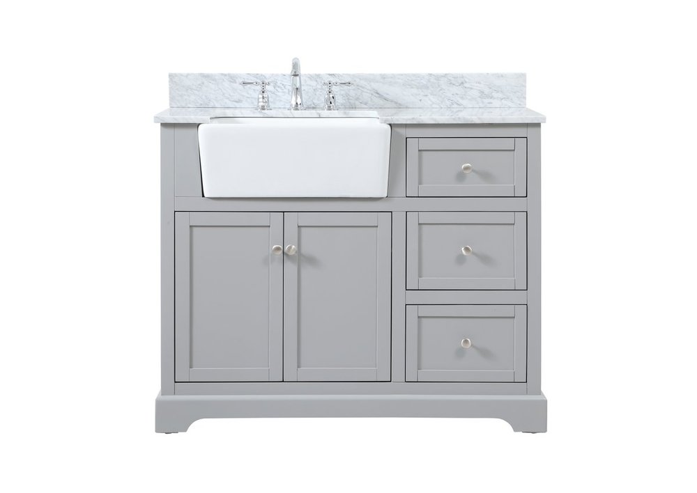 42 inch Single bathroom vanity in grey with backsplash