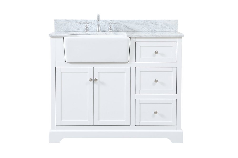 42 inch Single bathroom vanity in white with backsplash