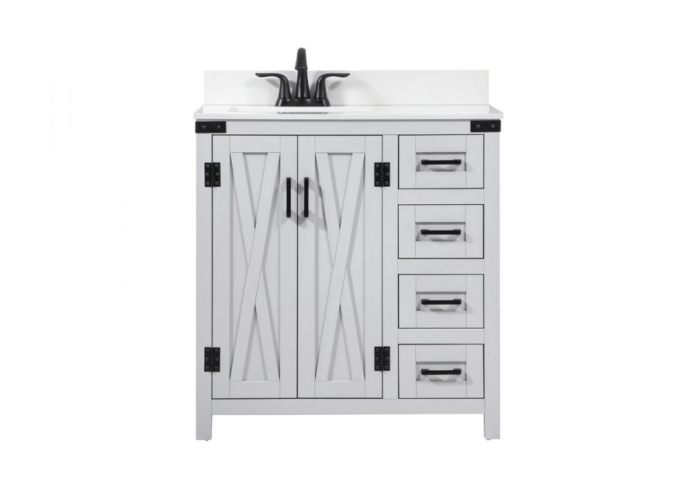 32 inch Single bathroom vanity in grey with backsplash