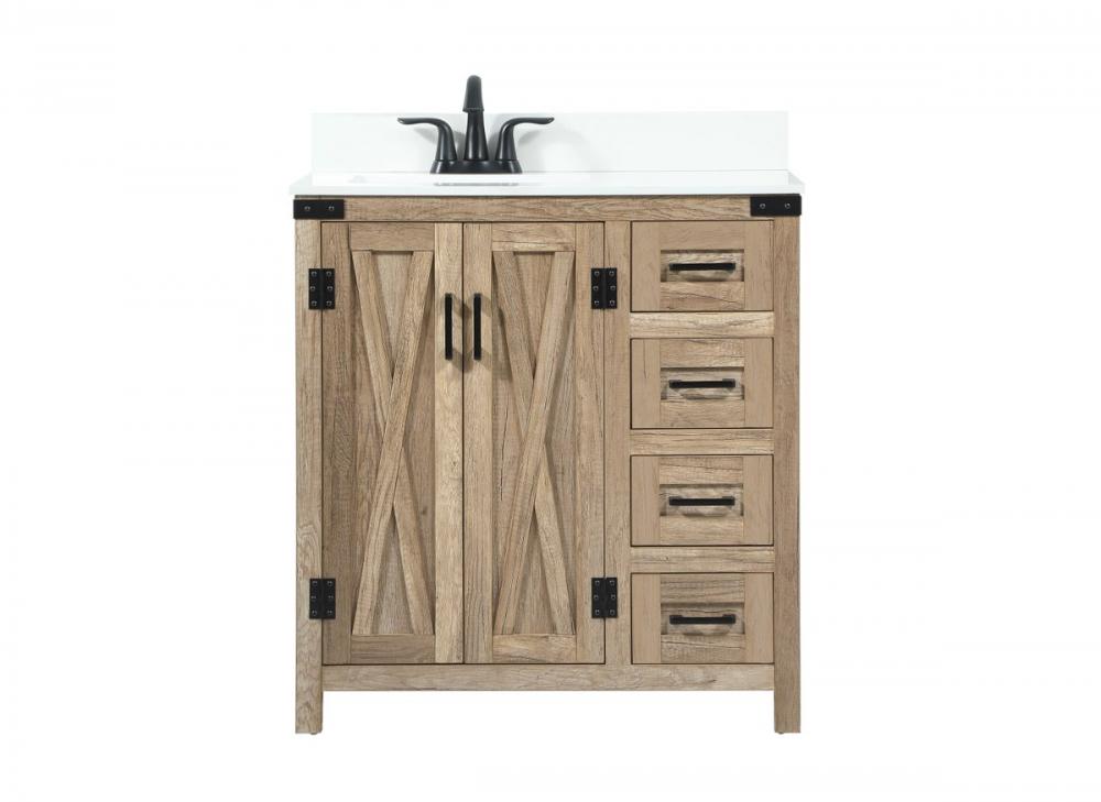 32 inch Single bathroom vanity in natural oak with backsplash