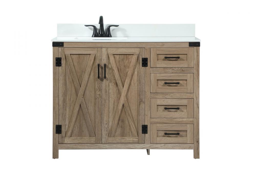 42 inch Single bathroom vanity in natural oak with backsplash