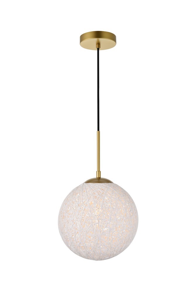 Malibu 1 Light Brass Pendant With paper string ball