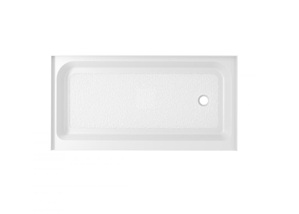 60x32 Inch Single Threshold Shower Tray Right Drain in Glossy White