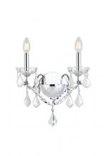 Elegant V2015W2C/RC - St. Francis 2 Light Chrome Wall Sconce Clear Royal Cut Crystal