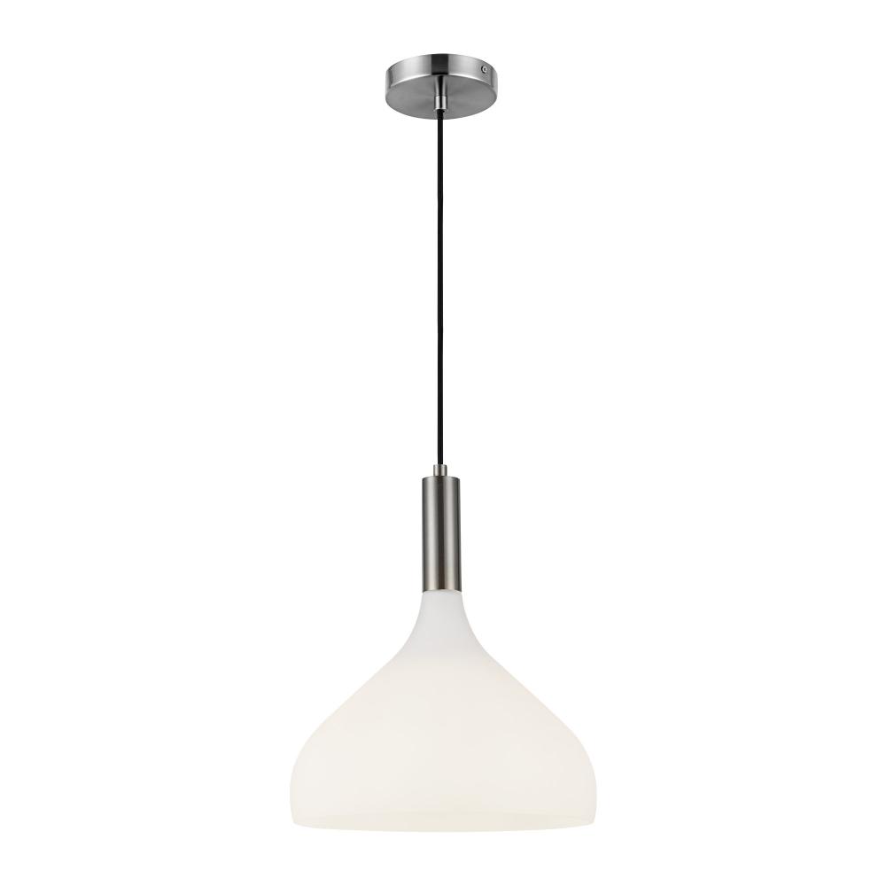 Belleview 12-in Brushed Nickel/Opal Glass 1 Light Pendant