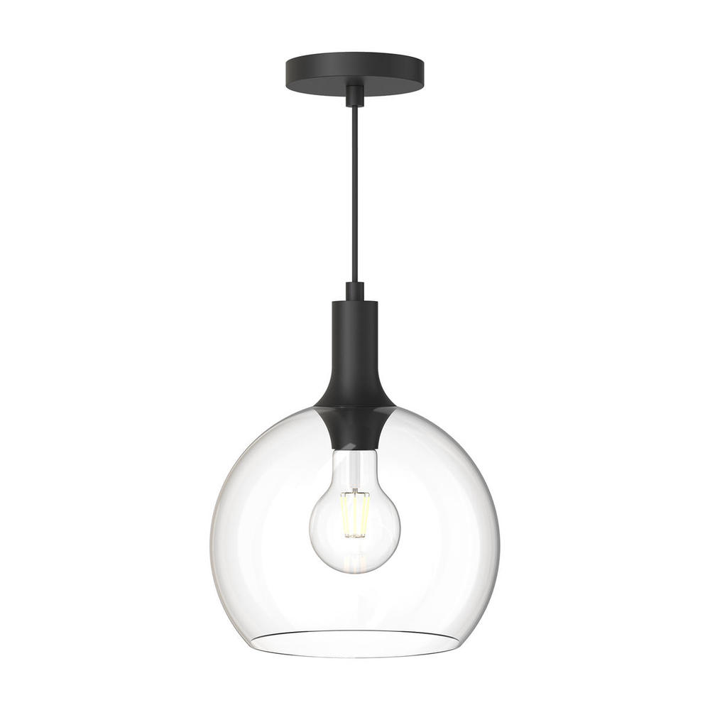 Castilla 10-in Clear Glass/Matte Black 1 Light Pendant