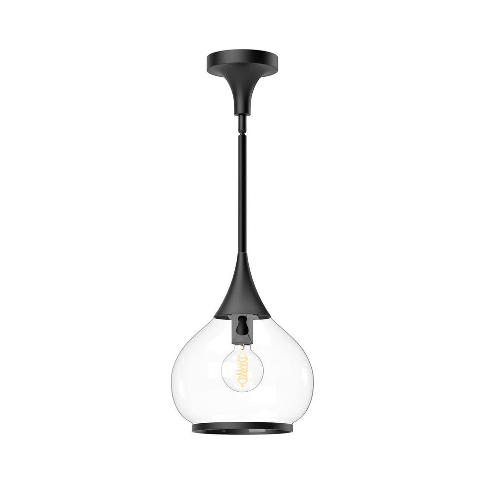 Hazel 10-in Clear Glass/Matte Black 1 Light Pendant