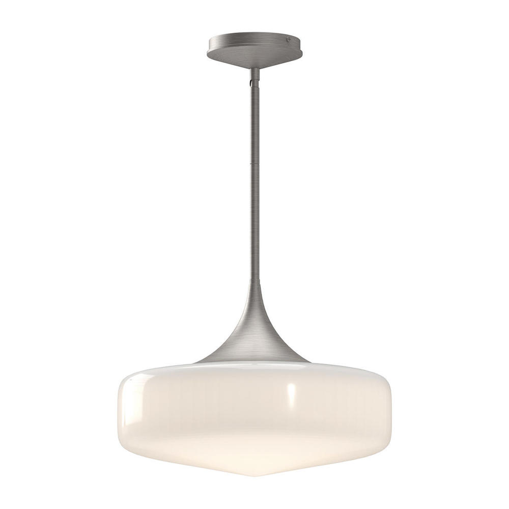 Lincoln 14-in Brushed Nickel/Glossy Opal Glass 1 Light Pendant