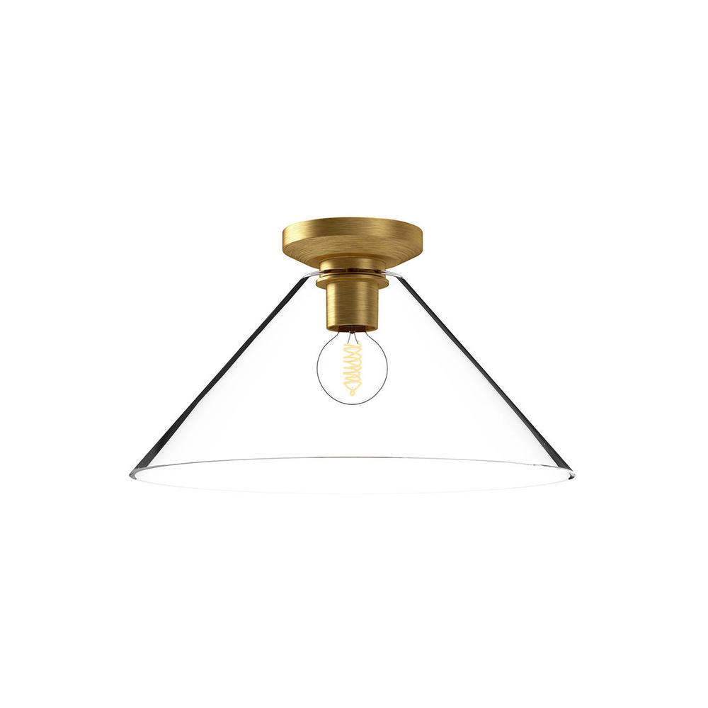 Salem 14-in Brushed Gold/Clear Glass 1 Light Flush Mount