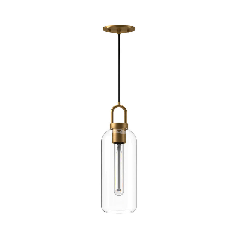 Soji 5-in Aged Gold/Clear Glass 1 Light Pendant
