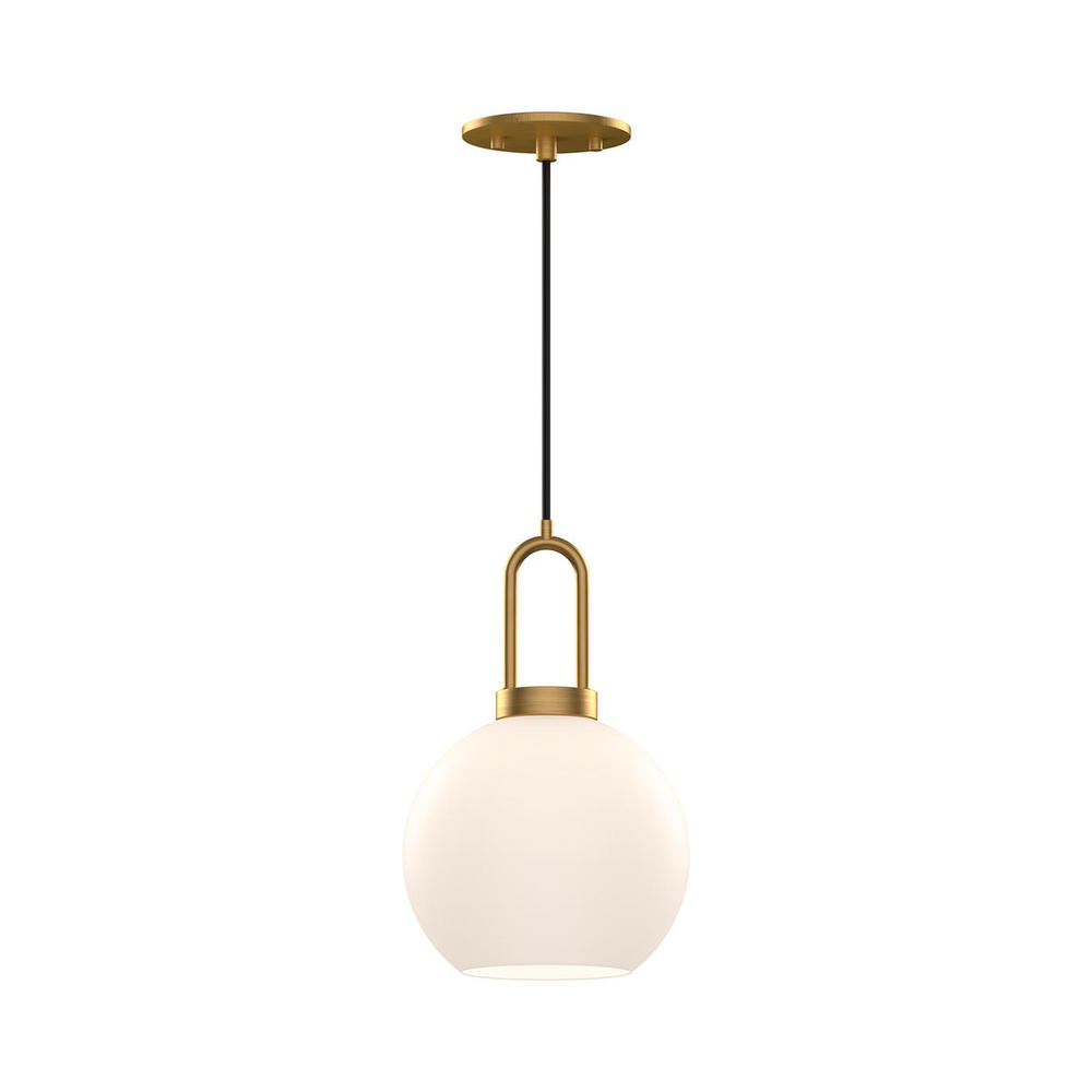 Soji 8-in Aged Gold/Opal Matte Glass 1 Light Pendant