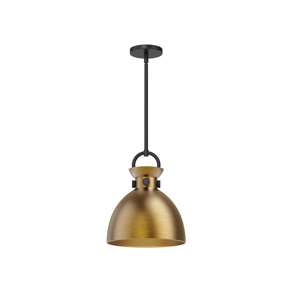 Waldo 11-in Matte Black/Aged Gold 1 Light Pendant