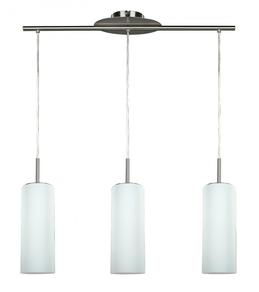 Toni, 3 Lt Cord Pendant, Flat Opal Glass, 100W Type A, 28&#34; W x 64 1/2&#34; H x 6&#34; D