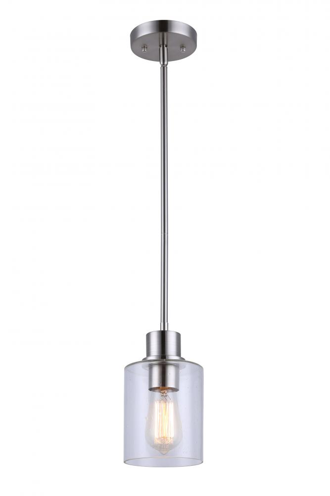 Portland, 1 Lt Pendant, Seeded Glass, 100W Type A, 4 3/4&#34; x 11 1/4&#34; - 59 1/4&#34;