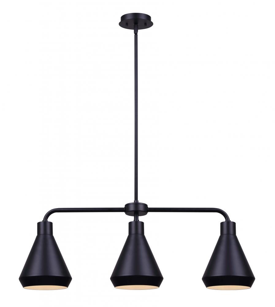 BYCK, MBK Color, 3 Lt Pendant, 60W Type A, 32&#34; W x 15 - 63&#34; H