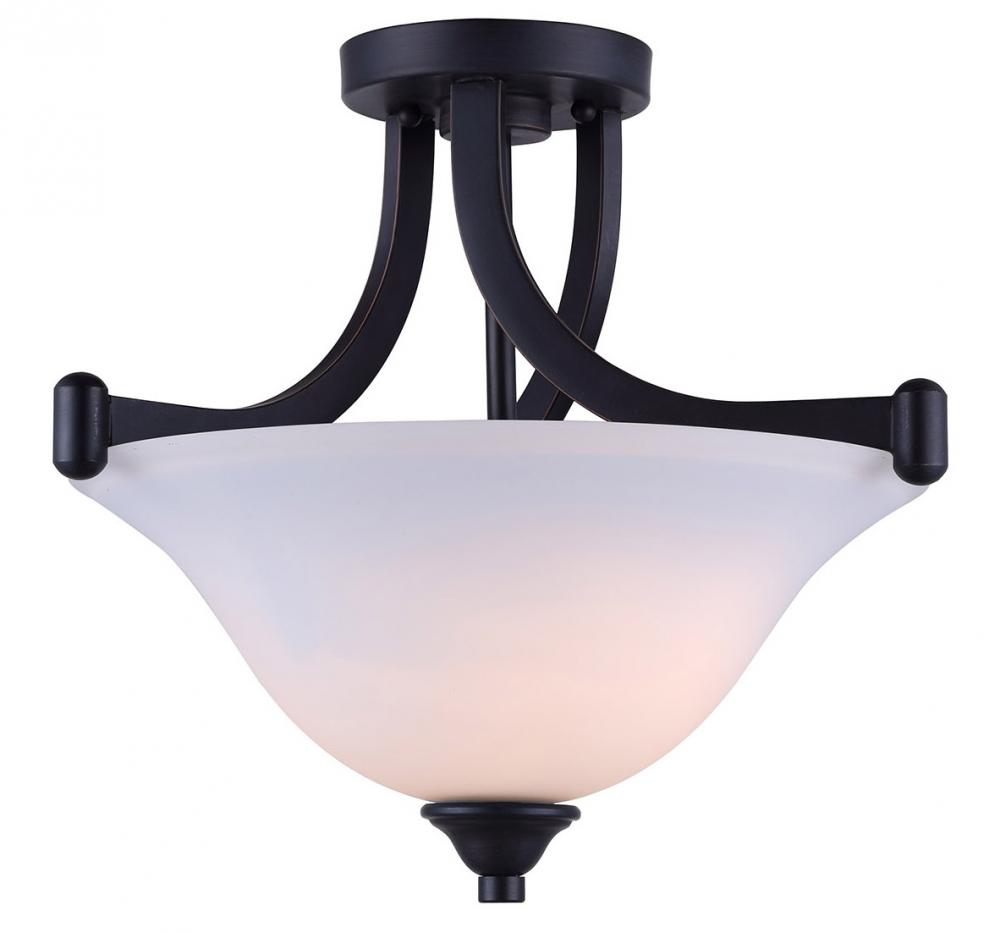 RUE, 2 Lt Semi-Flush mount, Flat Opal Glass, 60W Type A, 15&#34; x 13&#34;