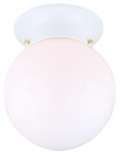 Canarm ICL911 - Ceiling, 6" Round Globe, White Opal Glass, 60W Type A