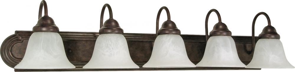 Ballerina - 5 Light 36&#34; Vanity w/ Alabaster Glass Bell Shades - Old Bronze