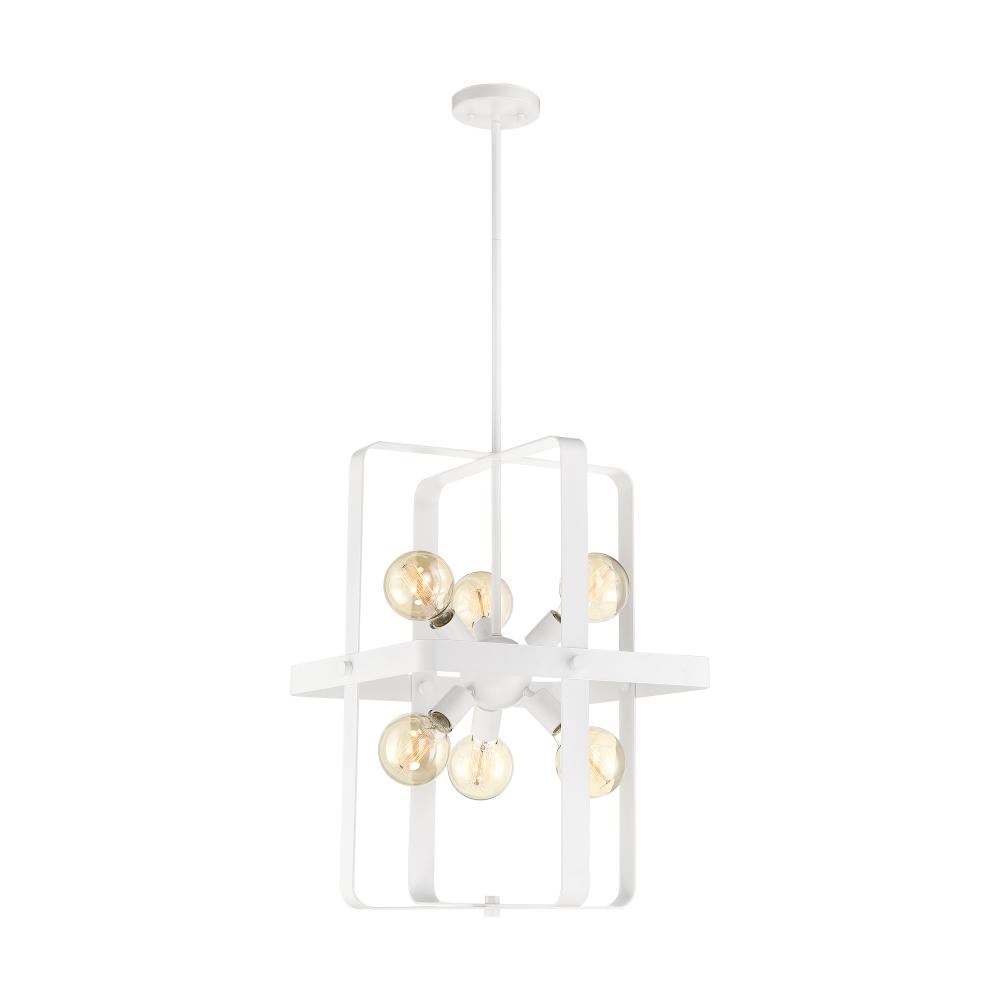 Prana - 6 Light Foyer Pendant - White Finish