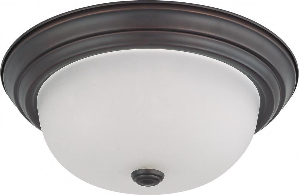 2 Light - LED 13&#34; Flush Fixture - Mahogany Bronze Finish - Frosted Glass - Lamps Included