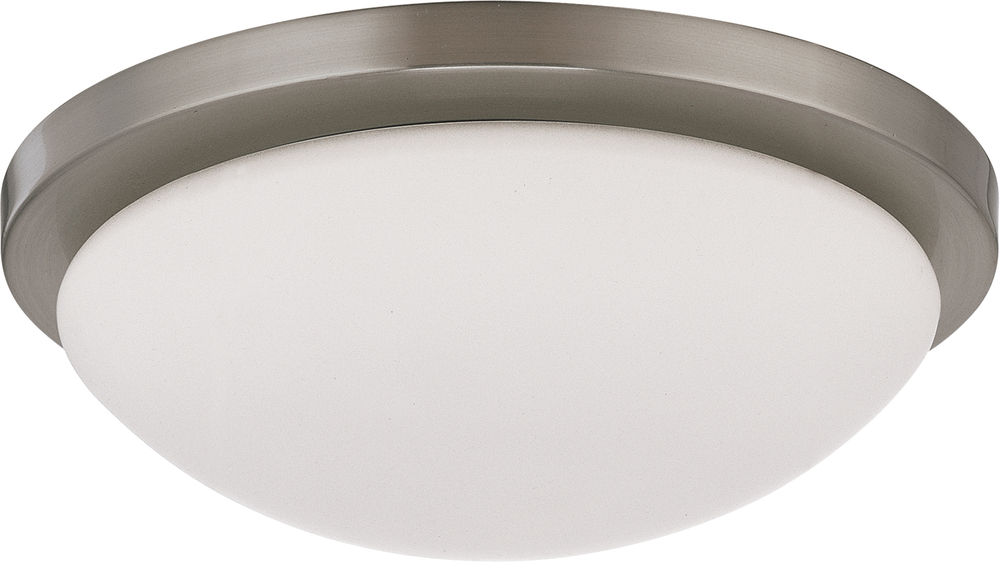 Button LED - 11&#34;- Flush with Frosted Glass - Brushed Nickel Finish