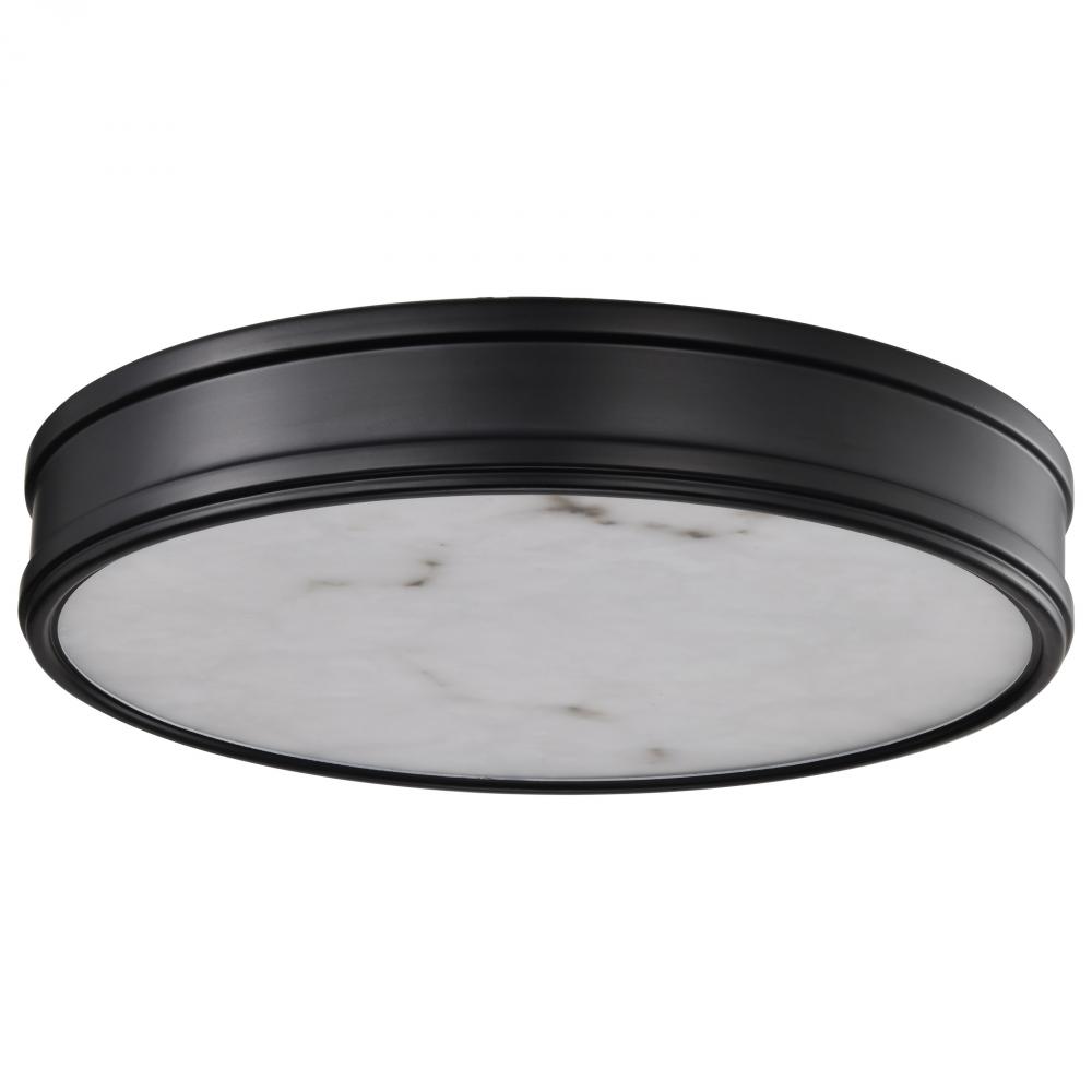 Kendall; 14 Inch LED Flush Mount; Matte Black with Alabaster Glass