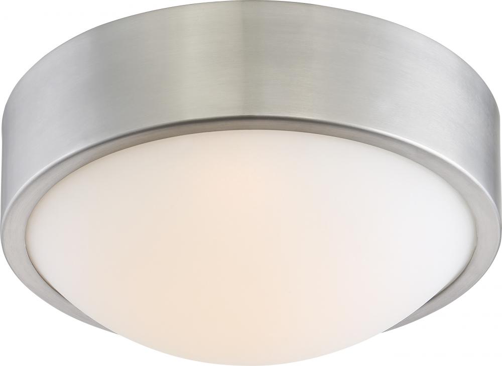 Perk - 9&#39;&#39; LED Flush with White Glass - Brushed Nickel Finish