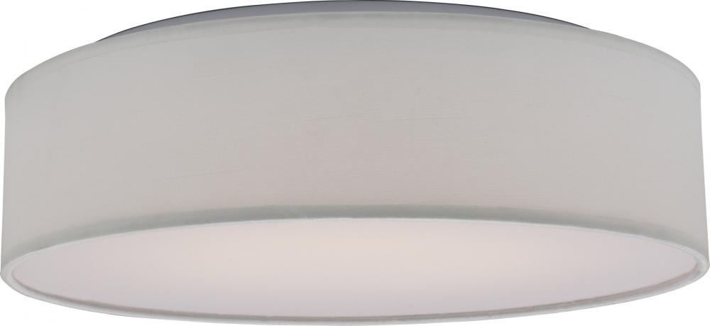 LED Decor - 15&#34; Fabric Drum Flush with White Fabric Shade