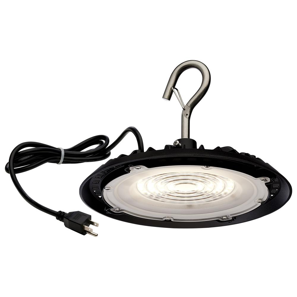 60 Watt; Hi-Pro Shop Light with Plug; 8&#34; Dia.; 3000K; Black Finish; 120 Volt